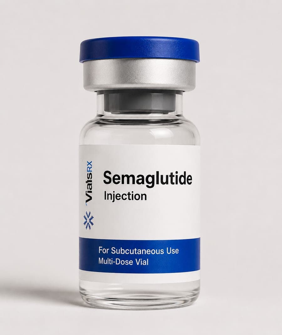 Multi-dose vial of compounded semaglutide injection prepared by partner pharmacy VialsRX